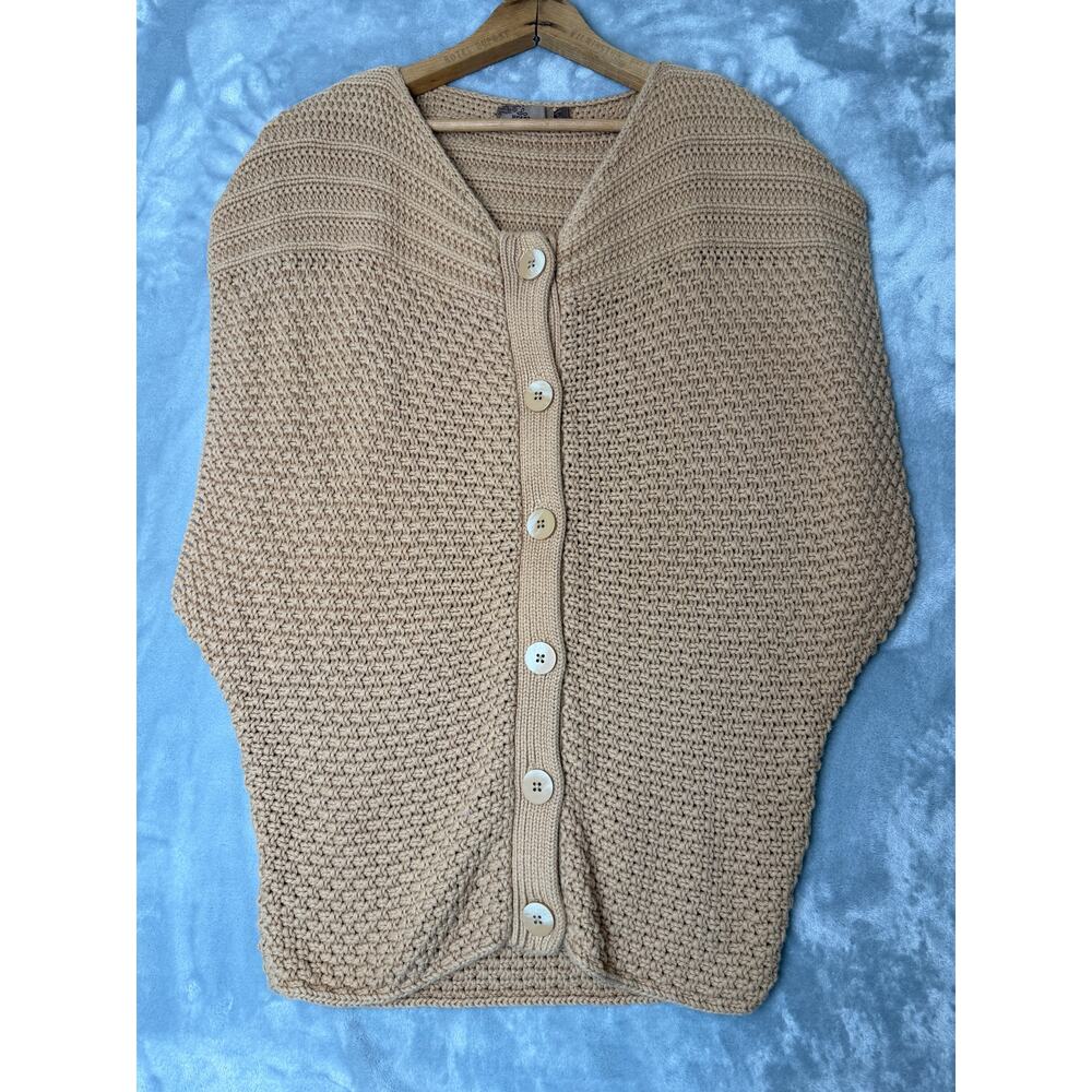 PrAna Womans Estee Knit Sweater Vest Size L Camel Tan Organic‎ Cotton